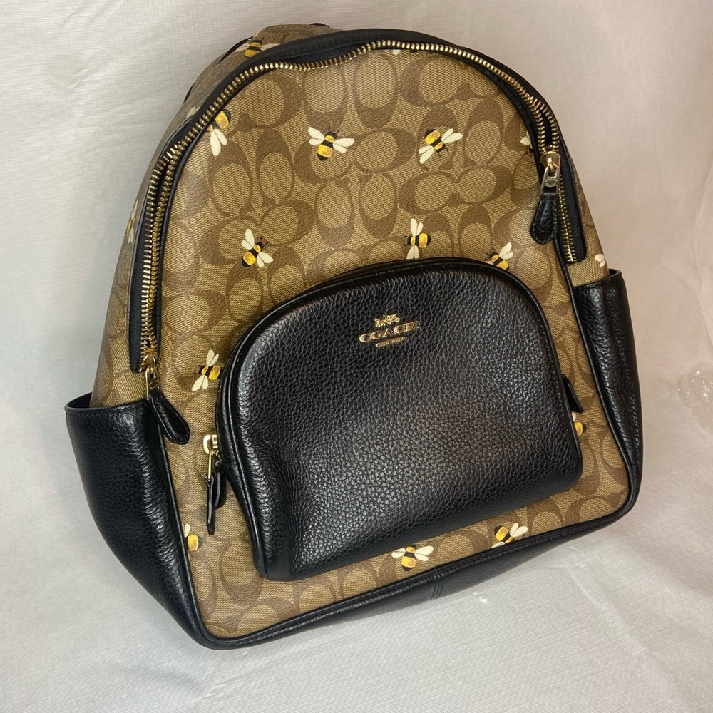 Coach Court Women's Backpack In Signature Canvas & Leather W/ Bee Print (C8592) - Picture 9 of 13